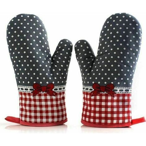 Feuerfeste Grillhandschuhe, Ofenhandschuhe aus Baumwolle zum Schutz der Hände. Einheitsgröße, erhältlich im 2er-Pack (28 cm). (1/4)