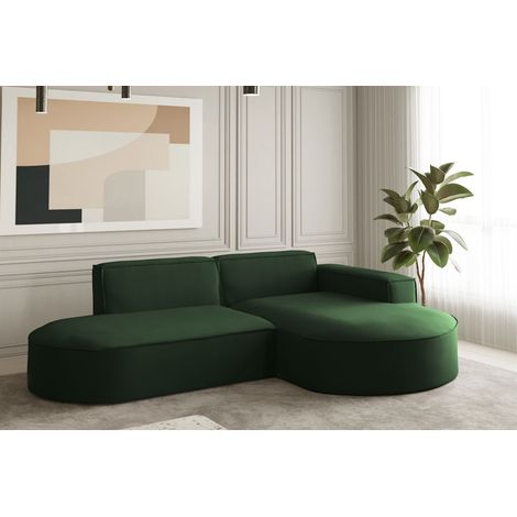 Ecksofa Designersofa PALMA XS in Stoff Opera Velvet Grün Ottomane Rechts (1/2)