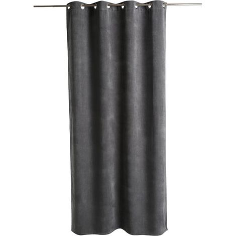 Rideau d'ameublement isolant et Tamisant "Mémories" Suédine 140 x 260 cm Atmosphera - Gris foncé - Gris foncé - 1 Panneau 140 x 260 cm (1/4)