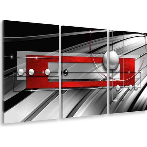 Tableau triptyque graphique deco rouge graph - 90x60 cm (1/4)