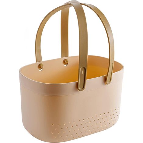 1 Panier Douche, Grande Capacité, Trous Ventilation, Plastique Robuste, Poignées Ergonomiques, Salle De Bain