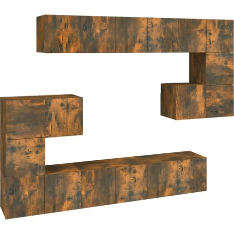 Ensemble de meubles TV 10 pcs, Étagère TV, Meuble de Salon, Chêne fumé Bois d'ingénierie OIB6551E (1/5)