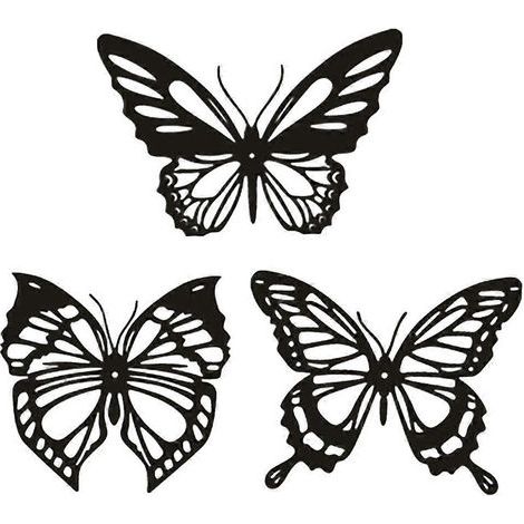 Set mit 3 dekorativen Schmetterlingen aus Schmiedeeisen zum Aufhängen. – 15,00 x 15,00 x 0,20 cm – Schwarz (1/3)