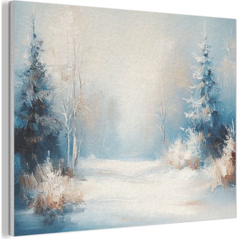 TABLEAU ACOUSTIQUE Forêt - Hiver - Nature - Abstrait - Neige Panneau Insonorisant 80x60 cm (1/5)