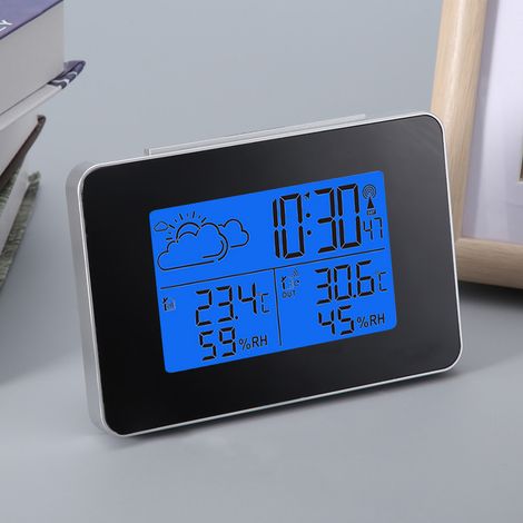 Drahtlose LCD-Wetterstation mit digitaler Uhr, Wecker und Innen-/Außensensor (1/5)