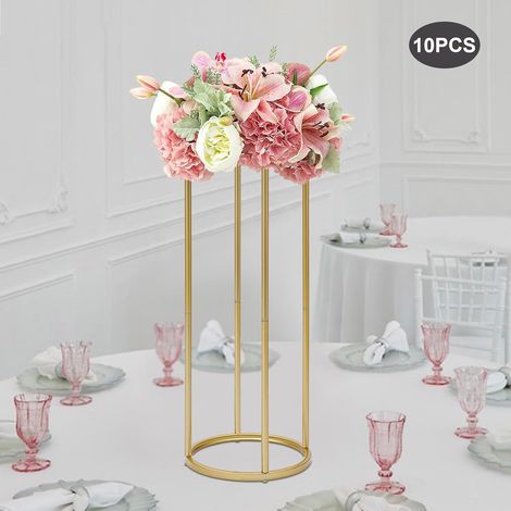 Pflanzenständer, Blumenständer 80cm Metall Goldene Vasen Hochzeits Tischdekoration 10 Stück Hoch für Blumenarrangements, Große Rechteckige Blumenvasen für Hochzeitsfeiern Straßenführungen