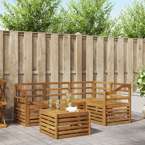 Teenpull – Outdoor-Sofagarnitur 5 Stk. Natur Polyester (1/5)