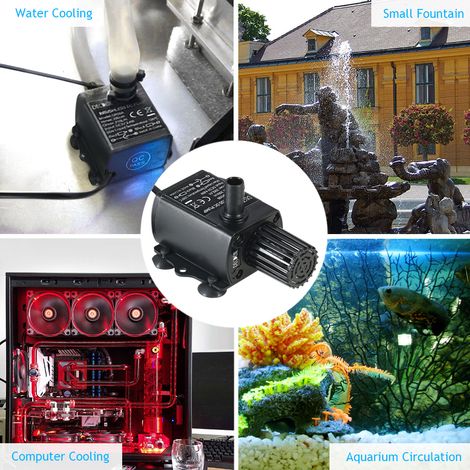 Mini pompe à eau sans balais Ultra silencieuse, USB DC5V 4.8W, fontaine Submersible étanche, circulation d'aquarium 300L/H, ascenseur 300cm (1/5)