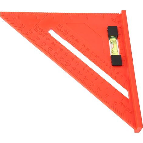 Équerre triangulaire à 45 degrés de 18 cm (7 pouces) en plastique rouge, outil de mesure pour le travail du bois, idéal pour les menuisiers. (1/5)