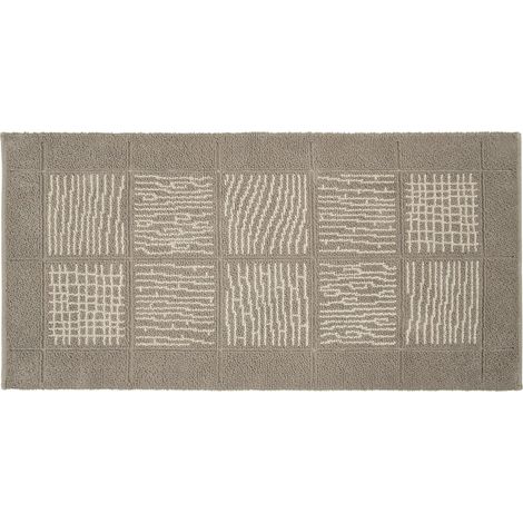 Tappeto Scendiletto Camera Bagno Morbido Shaggy Puro Cotone Assorbente Antiscivolo Tortora - 65x140 cm