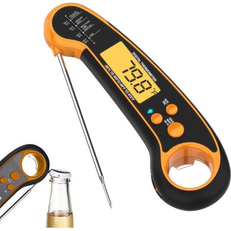 Lebensmittelthermometer – Messbereich -50 bis 300 °C – Genauigkeit ±1 °C – Wasserdicht (IPX7) – Hintergrundbeleuchtetes LCD-Display – Kabellose Bluetooth-Verbindung – 1 Stück (1/5)