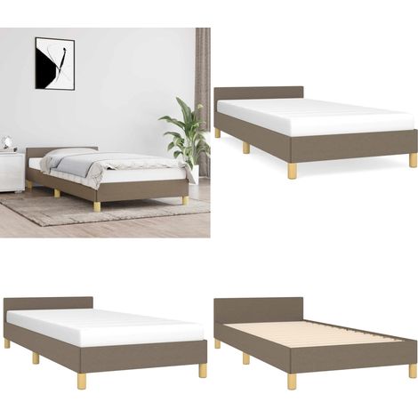 Cadre de lit avec tête de lit sans matelas taupe 80x200cm tissu - Cadre De Lit - Lit Double - Lit Avec Têtière - Literie - Meuble Chambre - Home & Living (1/5)