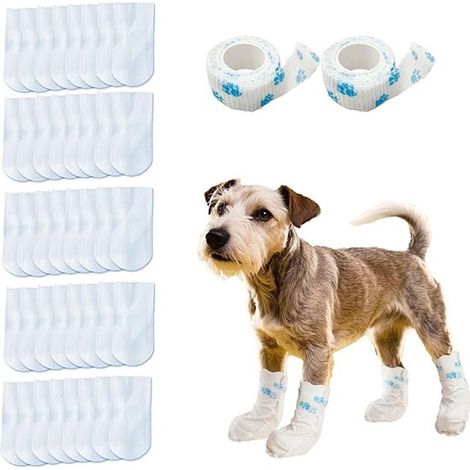 Scarpe per cani, 40 pezzi, gomitiere per cani, calzini per cani con cinturini, impermeabili e traspiranti, 17 x 9,5 cm, scarpe per cani di piccola taglia, taglia L. (1/5)