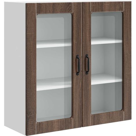 Maison Exclusive - Mobile in vetro da parete PORTO Rovere Marrone 80 x 31 x 80 cm