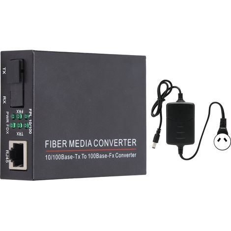 Convertisseur de média 100M monomode TBCMC3312ES20A, 20km SC 1310nm, fibre optique avec alimentation 100-240V (prise AU) (1/5)