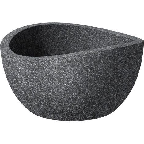 Pot à fleurs cylindrique 39,3cm – Coloris granit noir – Plastique recyclé résistant aux UV – Évacuation d'eau intégrée – Scheurich