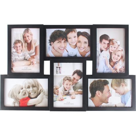 Youyijia Multi Photo Frame - 6 x 4 inch Multi Aperture Collage for 6 Photos, Wall Mounted, Black (1/5)