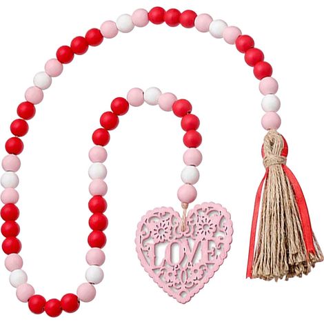Pendentif En Bois - Guirlande De Perles Bois Pour Décoration De Saint-Valentin - Ornement Festif Pour Intérieur - Lot De 1 (1/5)
