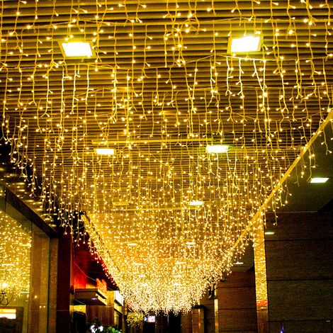 Guirlande LED cascade glaçons rideau étoiles imperméable extérieur 10×0,4m, 40 suspensions 160 LED clignotantes, décoration lumineuse festive (1/3)