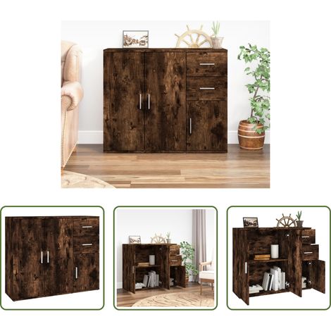 Holzschrank - Sideboard Räuchereiche 91x29,5x75 cm Holzwerkstoff (1/5)