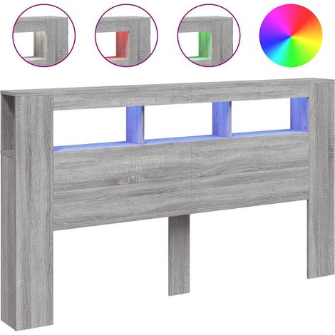 Maison Exclusive - Cabecero LED madera ingeniería gris Sonoma 180