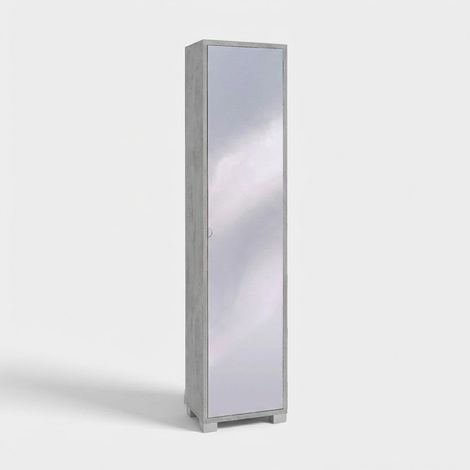Hochschrank mit Spiegeltür, 4 verstellbare Ablagen Beck - Grau