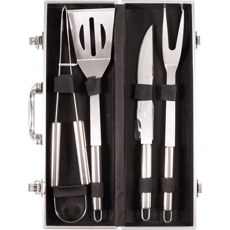 Ensemble barbecue 5 en 1 en acier inoxydable avec sac de rangement portable, sac en tissu et brûleur de four (1/4)
