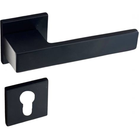 Poignées de porte sur rosace noir mat - Modèle Mathilda Trou de cylindre i - SECURY-T (1/5)