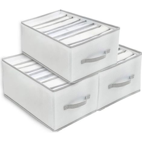 Organisateur de tiroirs pliable en tissu - Lot de 3 - 20x40x25 cm - Lavable (1/4)