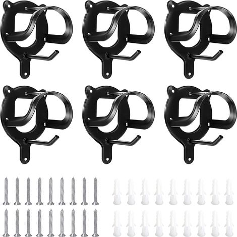 Porte Selle Cheval, 6Pcs Porte-bridons en Métal Equitation Cheval Equipement Crochets de Bride de Support de Bride en Métal Équipés de Tubes D'expansion et de Vis pour Sellerie Grange Écurie (Noir) (1/5)