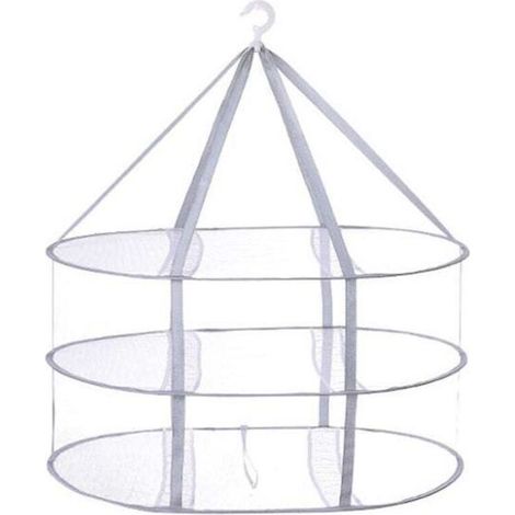 étendoir à linge à trois niveaux, corde à linge pliable, panier à linge, filet à linge - gris (1/4)