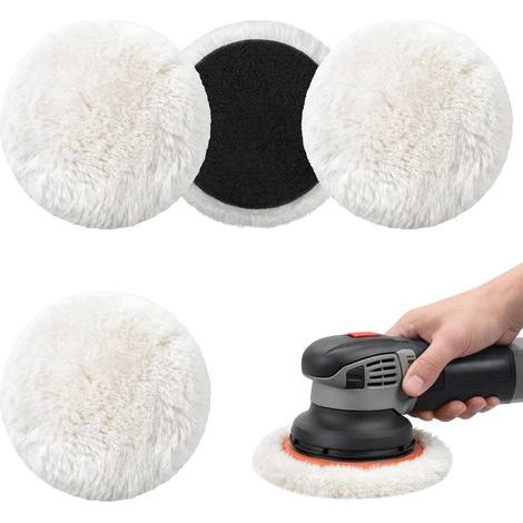 4 Stück 125 mm Lammwolle-Polierpads, Lammwolle-Polierscheibe für, Polier-Auto-Polierset, Scheinwerfer-Polier-Auto-Polierpad (1/5)