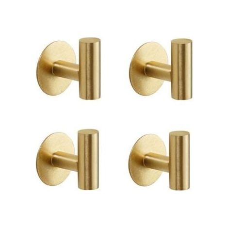 Set mit 2 selbstklebenden Haken aus gebürstetem, goldfarbenem Edelstahl SUS304 – Robuste und wasserfeste Wandhaken für Mäntel, Bademäntel und Handtücher (1/5)
