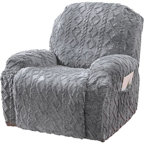Funda para sillón reclinable, tejido polar elástico, estampado jacquard con bolsillo, para asientos de 58-86 cm. (1/5)