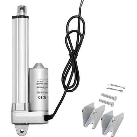 Mophorn Actuador Lineal de 12 V, Motor Resistente al Agua IP65 de 101,6 mm, 3000 N, 5 mm/s, con Soportes de Montaje para Sistemas Solares, Equipos Industriales y Apertura de Puertas, Color Plata