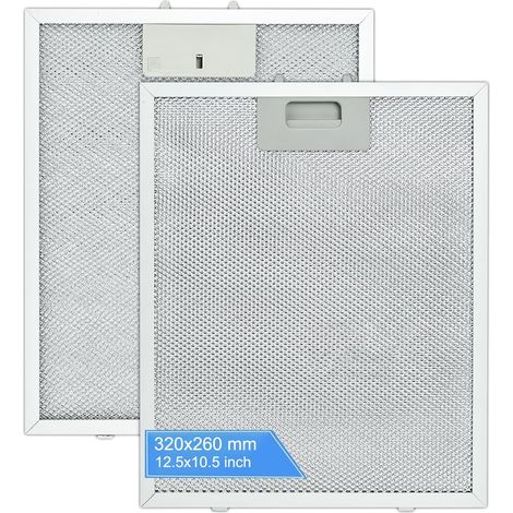 Filtre en aluminium à 5 couches pour hotte de cuisine, 2 pièces Filtre anti-graisse en métal, 320 x 260 mm, filtre universel pour hotte de cuisine adapté à de nombreuses marques (1/5)