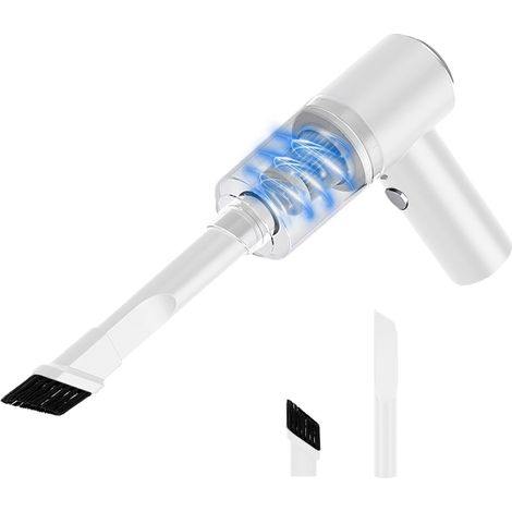 Mini Aspirateur à Main sans Fil, (6000Pa,120W,7.4V) Petit Aspirateur de Voiture Portable Puissant pour Voiture,Blanc (1/5)