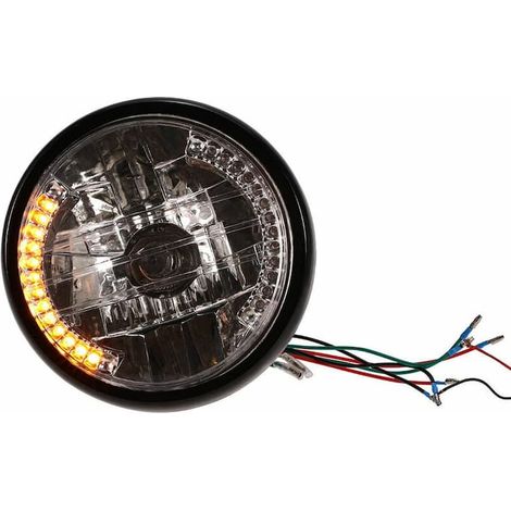 Phare de moto à LED, feu de jour, clignotant orange, fonction clignotante, conception robuste, 12 V H4 35 W (1/5)