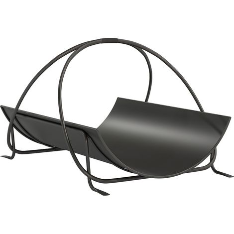 Range-bûches intérieur en métal noir avec poignée, 51 x 38 x 33 cm (1/5)