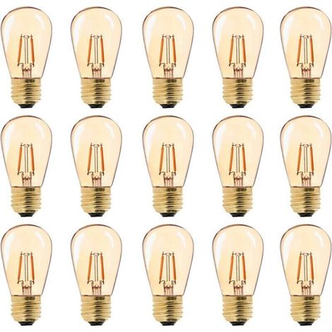 LED-Vintage-Glühbirne E27, ST45, einfach austauschbar (1 W = 10 W Glühlampe), superwarmweiß (2200 K), E27-Sockel, goldfarbenes Glas, nicht dimmbar, 15er-Packung
