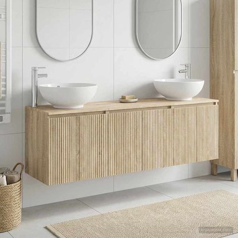 vidaXL Bathroom Cabinet Set 3 pcs Sonoma Oak 161.5 x 44.5 x 80 cm (1/5)