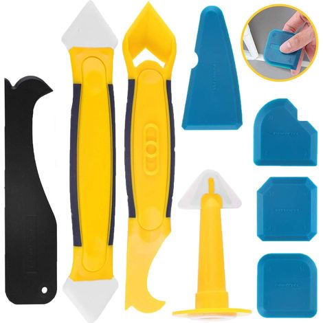 8 pièces Divers accessoire de portail, kit outils mastic silicone pour salle de bain et cuisine, racloir extracteur buse lisseur joints (1/5)