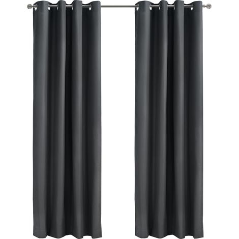 Juego de 2 cortinas opacas aislantes con ojales, para salón y dormitorio, 140x175 cm (gris oscuro) (1/5)