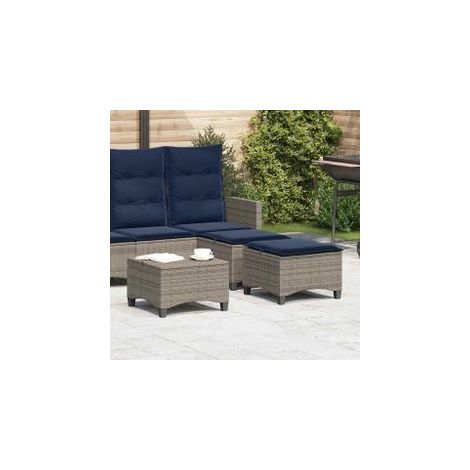 Tabourets jardin coussins 2 pcs gris 55x55x36 résine tressée (1/5)