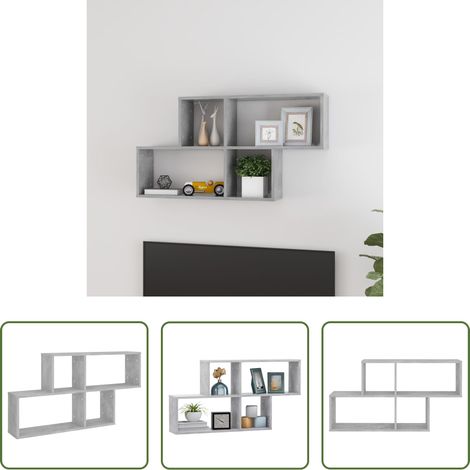 Étagère cube - Étagère murale Gris béton 100x18x53 cm Bois d’ingénierie (1/5)