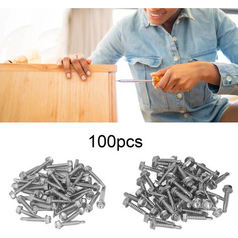 Außensechskantschraube aus Edelstahl 304 mit Unterlegscheibe und selbstbohrender Kappe, 4,2 x 25 mm und 4,8 x 25 mm (1/5)