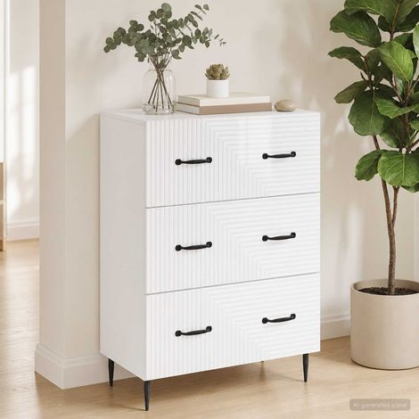 Armoire à 3 tiroirs blanc brillant en bois d’ingénierie 66 x 34,5 x 89,5 cm - PANGIVO (1/5)