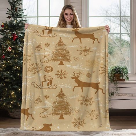 Plaid De Noël - Flanelle Polyester - 70 x 100 cm - Décoration Intérieure Et Extérieure - Cadeau Festif - 1 Pièce (1/5)