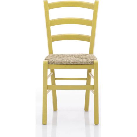 Sedia Venezia con seduta in paglia - Anilina giallo 41x45x88 seduta 46 (1/3)
