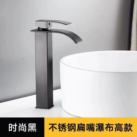 Factory direct price copper core countertop basin/washbasin/hand basin/washbasin hot and cold water faucet/bathroom faucet - black flat spout - tall model